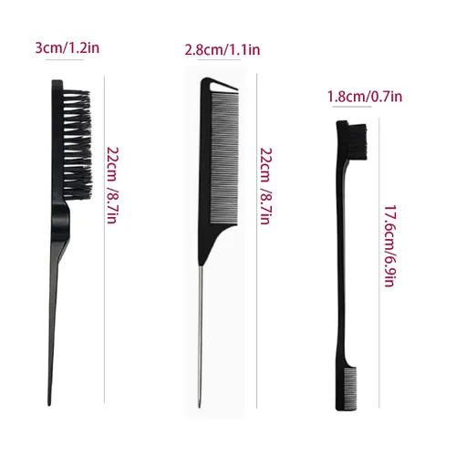 Vista 2 de Cepillo de pelo Slick Back, cerdas de jabalí, forma rectangular, cepillo para definir y desenredar rizos para mujeres y hombres (Negro)