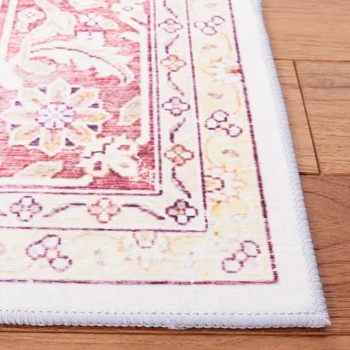 Vista 4 de SAFAVIEH Tucson Collection - Alfombra lavable de 2 pies 6 pies x 6 pies, color beige y al óxido, antideslizante y fácil de limpiar, ideal