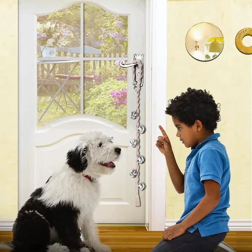 Vista 7 de Campanas de perro para salir al aire libre, campanas de entrenamiento para ir al baño, hechas a mano, ajustables Hecho a mano con hilo de alta