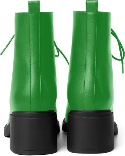 Vista 60 de ROSERWISH Botas altas de tacón bajo y grueso para mujer, con cordones, cómodas, modernas, con puntera redonda, de 2.5 pulgadas