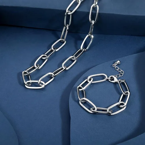 Vista 5 de LANE WOODS Collar y pulsera de cadena de oro para mujer y mujer, delicado y grueso, cadena de eslabones de cadena