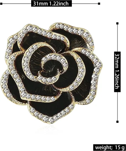 Vista 4 de Broche esmaltado de perlas de camelia para mujer, joyería de moda