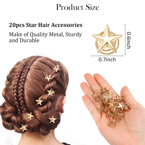 Vista 2 de 20 pinzas para el cabello de estrella, pinzas de pelo en espiral de estrella dorada, horquillas de novia, pinzas trenzadas vintage para boda