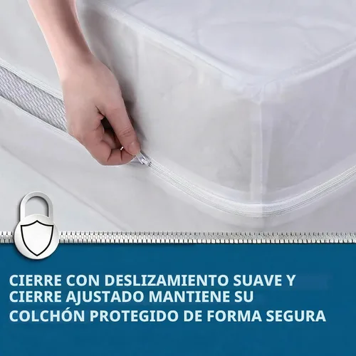 Vista 3 de Guardmax Funda de colchón de vinilo resistente con cremallera tamaño individual, protector de colchón impermeable y transpirable, ropa de cama