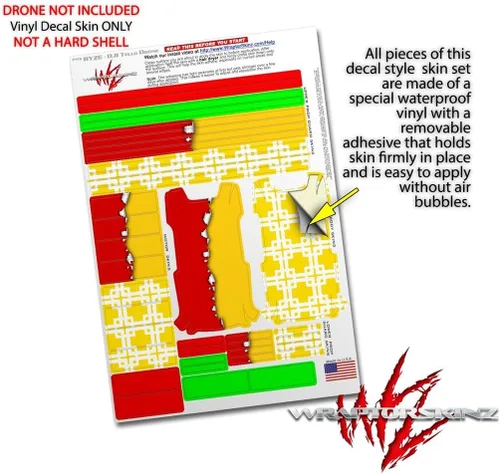 Vista 4 de Skin Decal Wrap Pack 2 para DJI Ryze Tello Drone Ripped Colors Red Yellow Drone NO Incluido