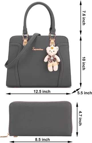 Vista 5 de Soperwillton Bolsos de mano para mujer, bolsas de hombro, cartera, bolsa de mano, juego de 3 piezas