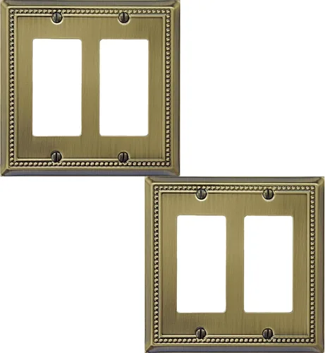 Vista 26 de OKAWYC Belaire - Cubierta para interruptor de luz de decoración individual, placa de pared de metal con cuentas, paquete de 4 unidades de bronce