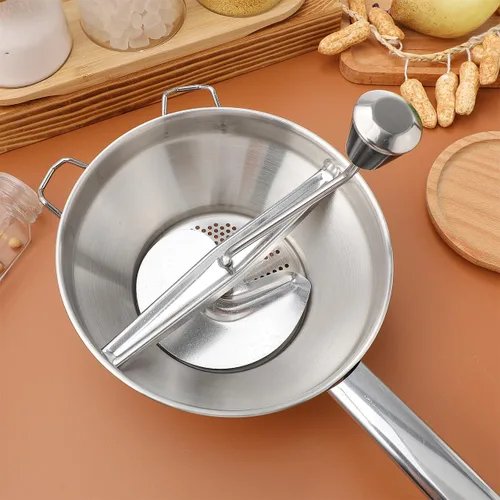 Vista 7 de Gatuida Molino giratorio de acero inoxidable para salsa de tomate, cortador manual de papas, prensatelas de mano para puré de papas, comida