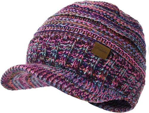 Vista 16 de Sombreros de invierno para mujeres - Gorro de punto cálido y con estilo, grueso, con visera, lindos sombreros de invierno suaves y elásticos