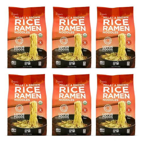 Vista 8 de Lotus Foods Ramen orgánico de mijo y arroz integral, fideos ramen sin gluten, fideos ramen de grano entero, ramen vegano orgánico, fideos de arroz