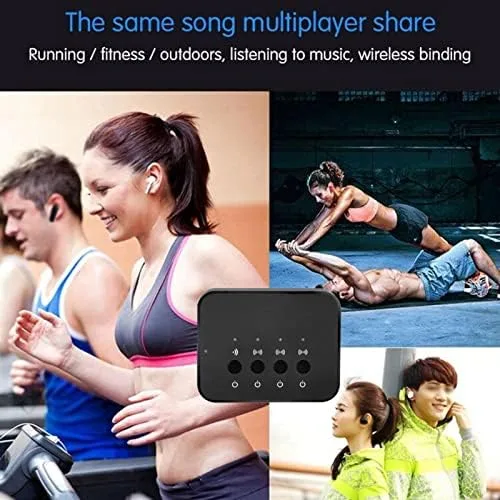 Vista 6 de Receptor transmisor Bluetooth, adaptador de audio de 0.138 in, 1 entrada y 3 salidas, uso compartido estéreo, dispositivo de audio inalámbrico