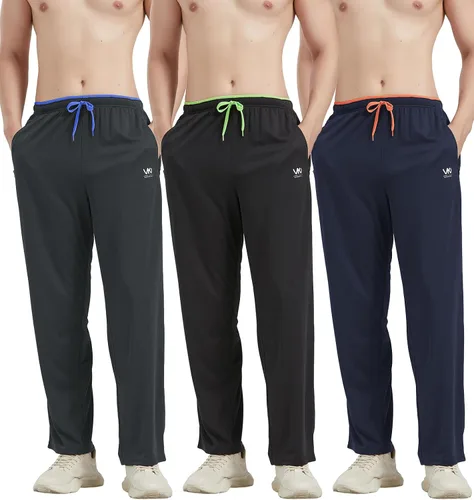 Vista 6 de Pantalones deportivos para hombre con bolsillos con cremallera, parte inferior abierta, pantalones deportivos ligeros, para entrenamiento, correr