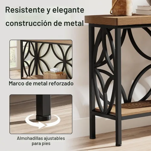 Vista 7 de Tribesigns - Mesa de sofá estrecha de 70.9 pulgadas, mesa larga de estilo granja detrás del sofá, mesa consola de entrada con almacenamiento