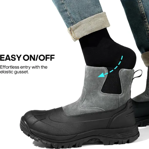 Vista 3 de NORTIV 8 Botas de nieve de invierno para hombre, impermeables, aisladas, sin cordones