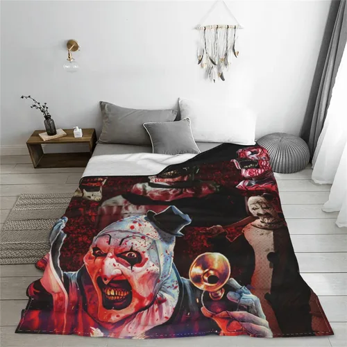 Vista 5 de Terrifier - Manta de microforro polar ultrasuave para niños y adultos, para todas las estaciones, para oficina, empresa, hogar, sofá, cama, sofá, 40