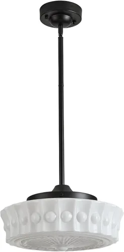 Vista 11 de Lámpara colgante de vidrio lechoso, 35.56 cm Candelabro moderno de mediados de siglo estilo escuela colgante, lámpara vintage para dormitorio