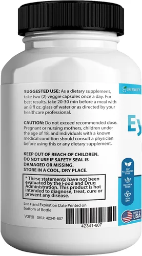 Vista 3 de EyeGenics Max Vision Support Supplement, 60 cápsulas, fórmula de salud ocular de máxima fuerza con luteína, extracto de arándano, vitaminas (1)