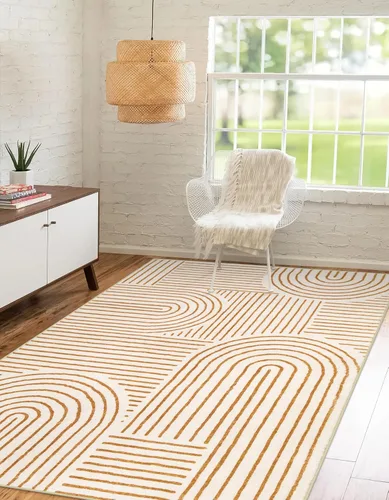 Vista 9 de Lahome Alfombras lavables abstractas, alfombra azul de 4 x 6 pies para dormitorio, guardería, suave, antideslizante, moderna, alfombra ultradelgada