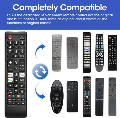 Vista 3 de Paquete de 3 controles remotos para todos los TV Samsung, reemplazo compatible con todos los televisores inteligentes Samsung, LCD, LED, 3D, HDTV