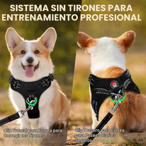 Vista 5 de Arnés para perro, arnés reflectante ajustable sin tirones, transpirable suave para perros pequeños y medianos, gatos, negro, XXS