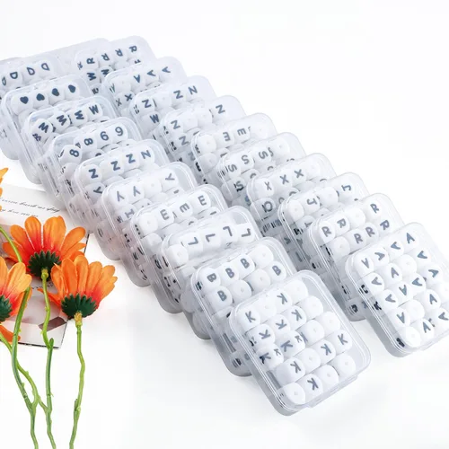 Vista 7 de Cuentas de silicona de corazón cuadrado blanco de 0.472 pulgadas, 20 cuentas de silicona con números de corazón para hacer llaveros, ideal