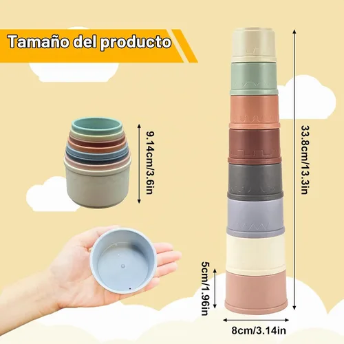 Vista 2 de 8 tazas apilables para conejo, juguetes de conejo reutilizables de Colorido