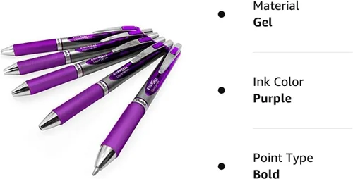 Vista 5 de Energel BL80 - Bolígrafo retráctil de gel líquido de 1.0 mm - Violeta - Paquete de 5