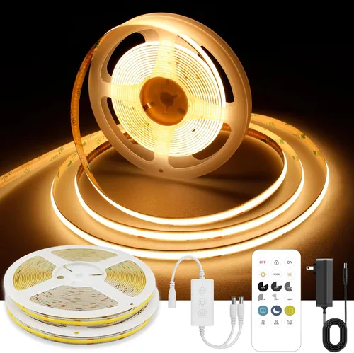 Vista 9 de AXMOTUT Tira de luces LED COB inteligentes de 9.84 pies, 24 V blanco cálido 2700 K, tiras de luz LED regulables, cinta de luz LED de alto brillo