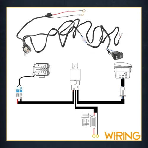 Vista 6 de Nirider - Arnés de cableado de 1 cable, relé de interruptor basculante de 12 V 40 A con fusible, kit de arnés de cableado de nailon para barras