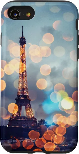 Vista 18 de iPhone 16 escénica Torre Eiffel París Francia por la noche Bokeh Majestic Case