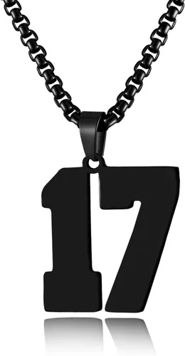 Vista 111 de Collar de Número Dorado para Hombre, Cadena de Acero Inoxidable con Colgante de Número para Atletas, Joyería Deportiva Personalizada para Niños