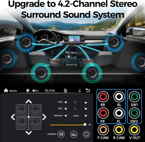 Vista 9 de SJoyBring Estéreo QLED de doble DIN para automóvil de 7 pulgadas, inalámbrico Apple CarPlay y Android Auto, 240 W 4.2 CHN, SWC, Bluetooth, radio