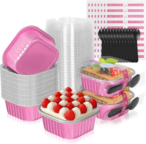 Vista 9 de Paquete de 40 mini moldes para pasteles de 10 onzas con tapas Negro