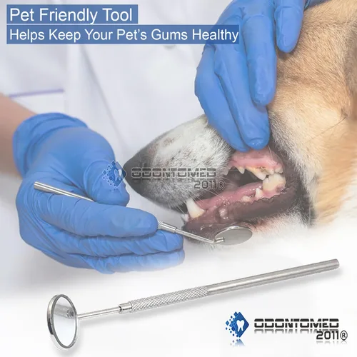 Vista 6 de OdontoMed2011® 10 piezas de espejo bucal dental #5 con mango de acero inoxidable