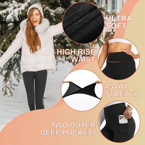 Vista 4 de TNNZEET Paquete de 3 leggings para mujer Pantalones de yoga suaves de cintura alta con control de abdomen negro para entrenamiento, gimnasio