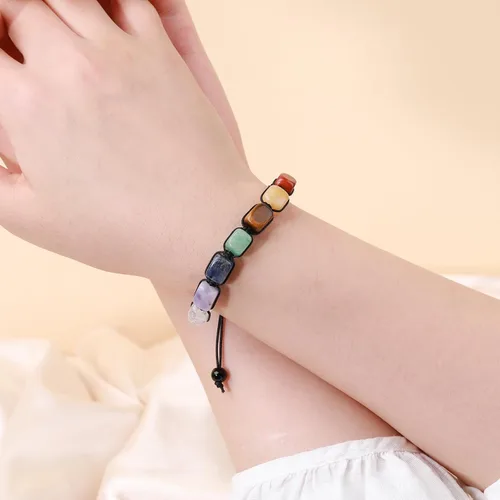 Vista 6 de Pulseras de 7 chakras, piedras naturales, piedras preciosas curativas, pulseras de cristales curativos para mujeres y hombres, pulseras de joyería