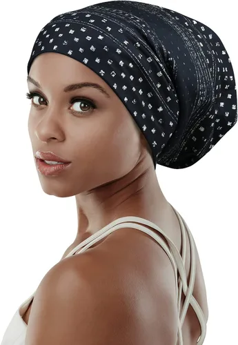Vista 14 de Gorro de dormir ajustable con forro de satén para rastas de cabello rizado, cabeza grande, permanece puesta durante la noche