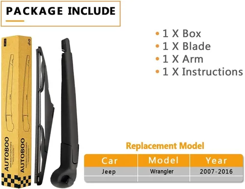 Vista 8 de Brazo de escobilla limpiaparabrisas trasero de repuesto para Jeep Wrangler JK 2007-2017 - Accesorios de fábrica OEM Compatible con Jeep Wrangler