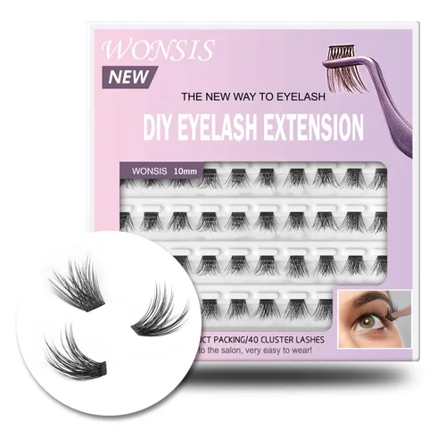 Vista 17 de Extensiones de pestañas en racimo de pestañas, pestañas individuales reutilizables, extensiones de pestañas individuales naturales para extensiones