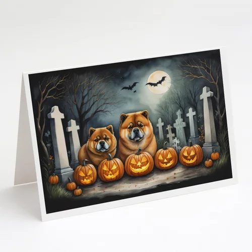 Vista 8 de Caroline's Treasures DAC2042GCA7P Golden Retriever - Tarjetas de felicitación y sobres de Halloween espeluznantes, paquete de 8 tarjetas en blanco