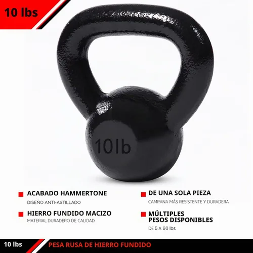 Vista 3 de JFIT Cast Iron Kettlebell – Single Weight, Flat Bottom, Polished Handle Men & Women CrossFit, Cardio & Strength Training