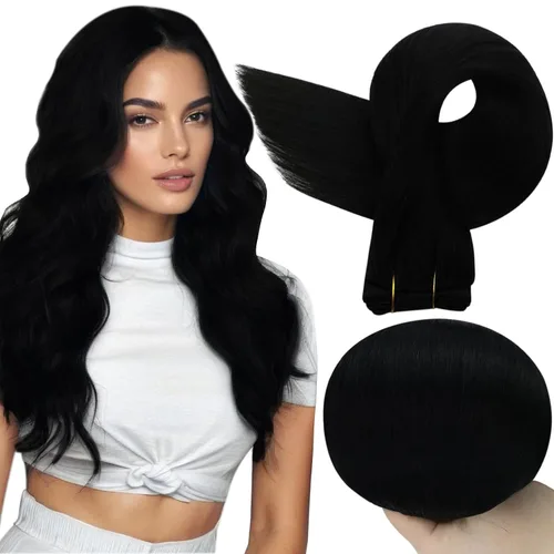 Vista 71 de Full Shine Extensiones de trama de cabello humano, cabello natural negro brillante, para mujeres, 1.76 oz (50 g), 10 pulgadas (25.4 cm), cabello