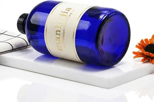Vista 7 de Botellas de vidrio azul de 16 onzas con tapas reutilizables (paquete de 2), botella de almacenamiento Boston, dispensación para extracto de vainilla