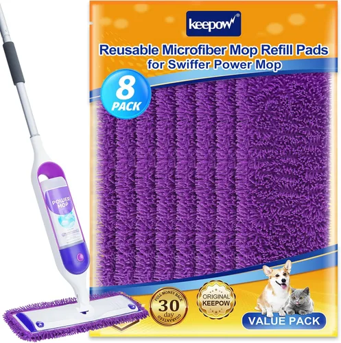 Vista 12 de KEEPOW - Almohadillas de repuesto reutilizables para mopa eléctrica compatibles con Swiffer PowerMop Power Mop Mopping Pad Refills for Wood Floor