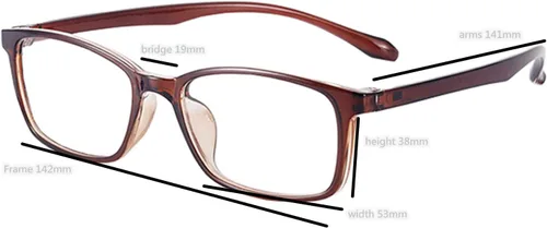 Vista 3 de Oval Frame Nearsighted Glasses Distance Men Women Shortsighted Glasses Marrón