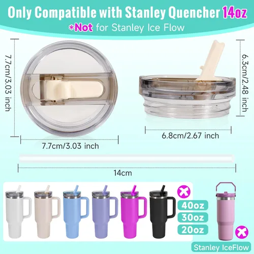 Vista 2 de Tapa de Repuesto a Prueba de Fugas de 14 oz para Vaso Stanley Cup de 14 onzas, Paquete de 2 Tapas con Pajita Abatible a Prueba de Derrames