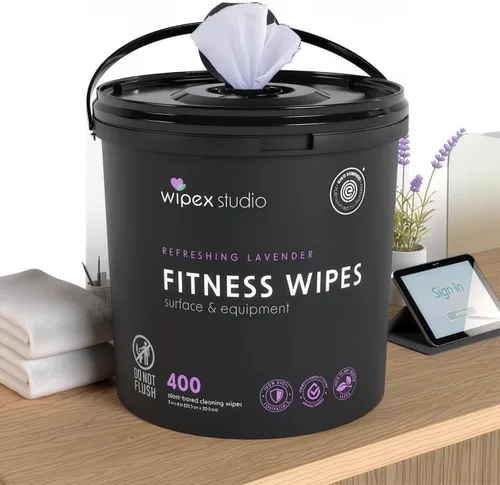 Vista 9 de Wipex Paquete de toallitas de fitness para equipos: obtén 2 cubos (1) lavanda y (1) toallitas para equipos de fitness a base de plantas