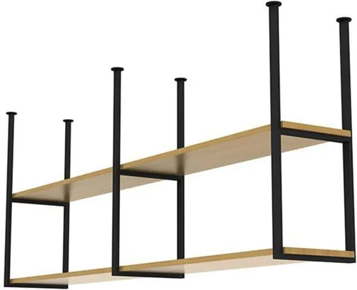 Vista 7 de Shelves Ceiling Hanging Floating Shelves - Wall Mounted Plant Stand, Industrial Vintage Solid Wood Storage Rack, for Restaurant/Bar Display