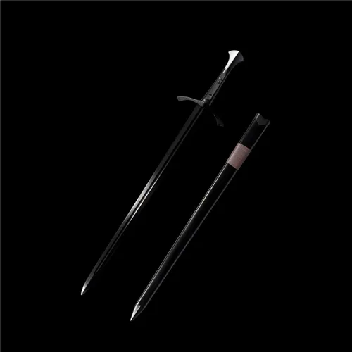 Vista 2 de Fidestisan Espada Medieval Claymore de 45 pulgadas Hecha a Mano Espadas Largas Reales Hoja Negra de Espiga Completa Autoensamblaje Desmontable