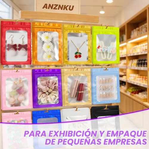 Vista 3 de ANZNKU 100 bolsas de Mylar moradas, resellables a prueba de olores, bolsas Morado